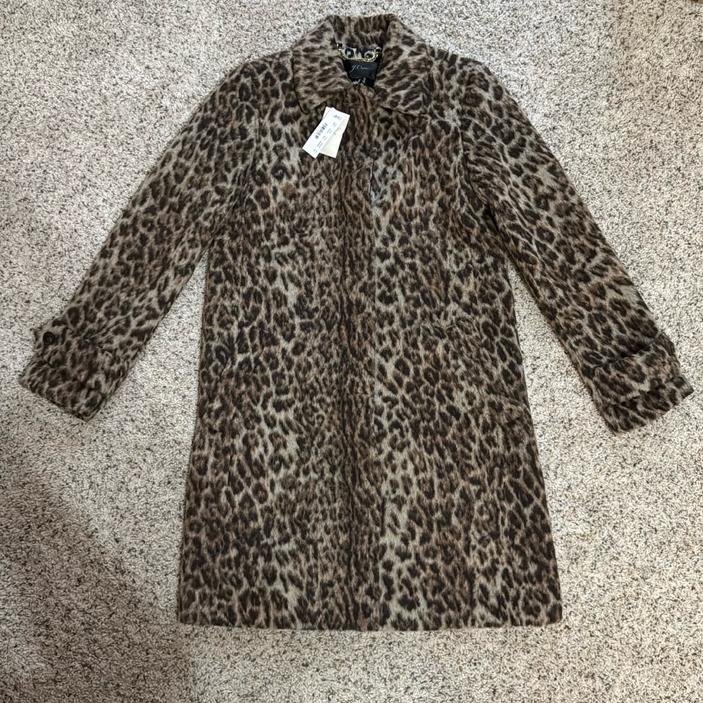 J Crew Women’s Leopard Peacoat NWT Style H2734 Size 00